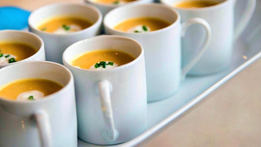 Handheld Soup Sips winter wedding menu ideas